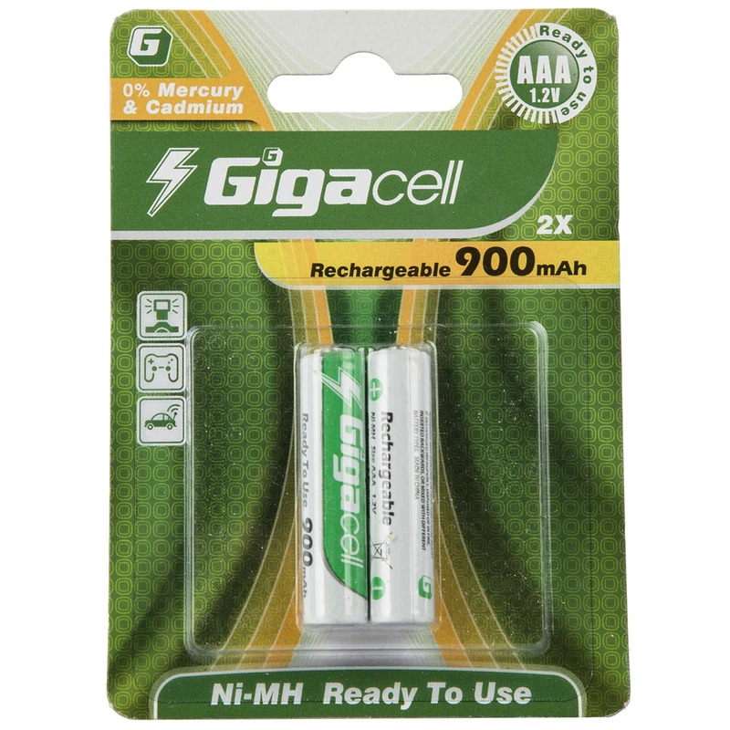 باتری نیم قلمی قابل شارژ گیگاسل مدل 900mAh بسته 2 عددی - فروشگاه آریا سهند